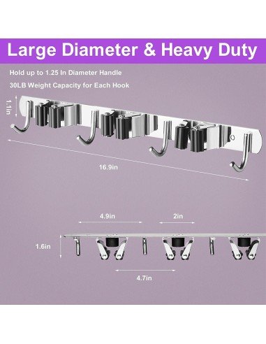⭐ Soporte Organizador Escobas Acero Inoxidable Multiusos