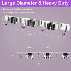 ⭐ Soporte Organizador Escobas Acero Inoxidable Multiusos