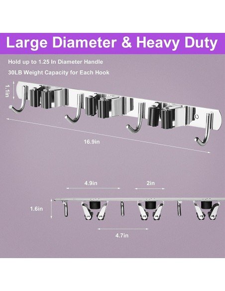 ⭐ Soporte Organizador Escobas Acero Inoxidable Multiusos ⭐ Soporte Organizador Escobas Acero Inoxidable Multiusos