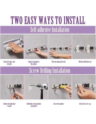 ⭐ Soporte Organizador Escobas Acero Inoxidable Multiusos