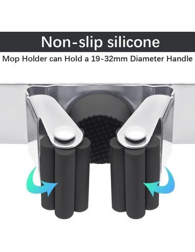 ⭐ Soporte Organizador Escobas Acero Inoxidable Multiusos