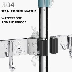 ⭐ Soporte Organizador Escobas Acero Inoxidable Multiusos