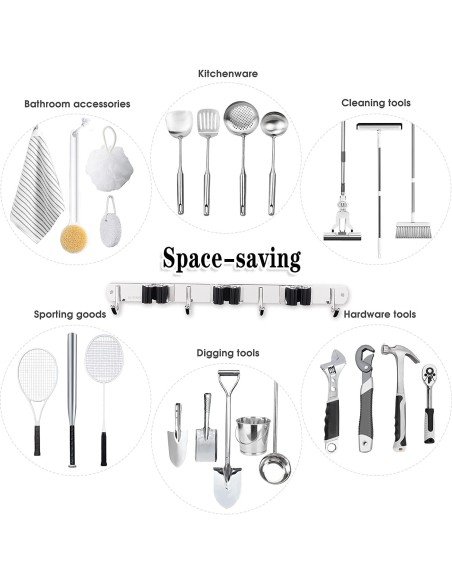 ⭐ Soporte Organizador Escobas Acero Inoxidable Multiusos ⭐ Soporte Organizador Escobas Acero Inoxidable Multiusos