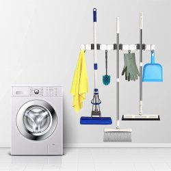 ⭐ Soporte Organizador Escobas Acero Inoxidable Multiusos