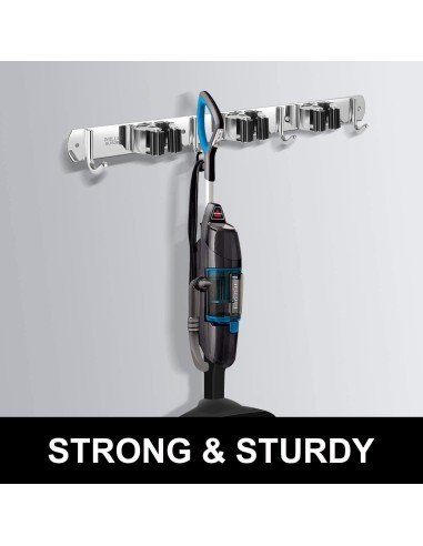 ⭐ Soporte Organizador Escobas Acero Inoxidable Multiusos