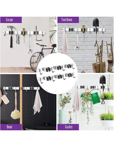 ⭐ Soporte Organizador Escobas Acero Inoxidable Multiusos