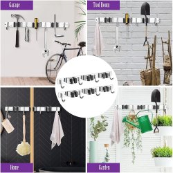 ⭐ Soporte Organizador Escobas Acero Inoxidable Multiusos