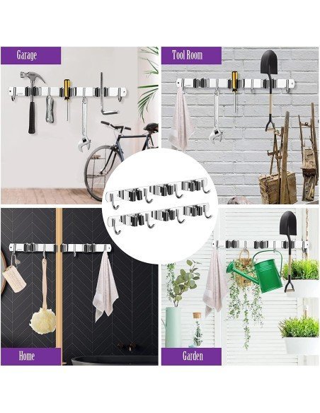 ⭐ Soporte Organizador Escobas Acero Inoxidable Multiusos ⭐ Soporte Organizador Escobas Acero Inoxidable Multiusos