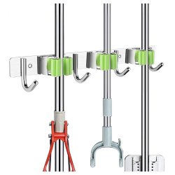 ⭐ Soporte Organizador Escobas Acero Inoxidable Multiusos