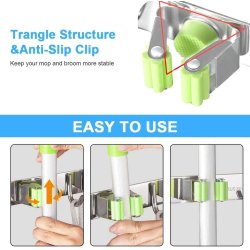 ⭐ Soporte Organizador Escobas Acero Inoxidable Multiusos