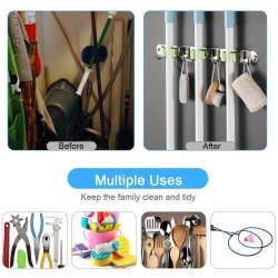 ⭐ Soporte Organizador Escobas Acero Inoxidable Multiusos