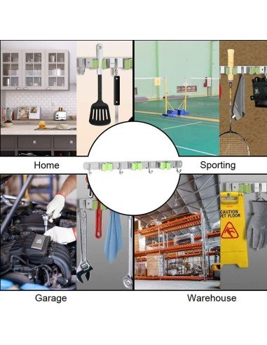 ⭐ Soporte Organizador Escobas Acero Inoxidable Multiusos