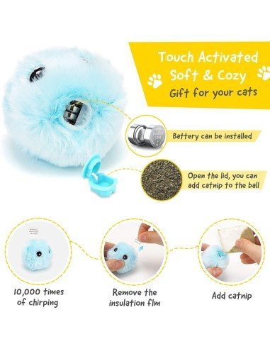 ⭐ Juguete Bola interactiva felpa Sonido Mascota Gato