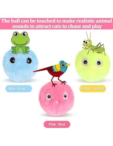 ⭐ Juguete Bola interactiva felpa Sonido Mascota Gato