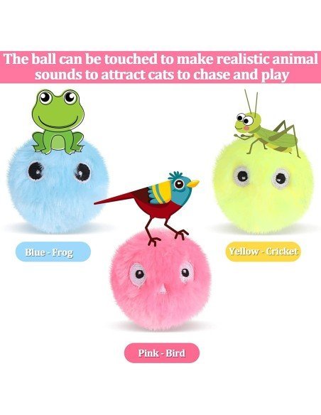 ⭐ Juguete Bola interactiva felpa Sonido Mascota Gato