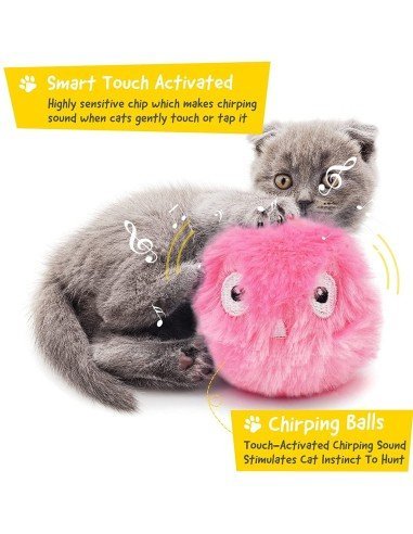 ⭐ Juguete Bola interactiva felpa Sonido Mascota Gato