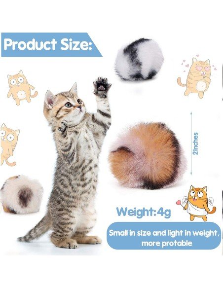 ⭐ Juguete x3 Bolas animal print Mascota gato suaves de colores para Mascota, original para tu gato