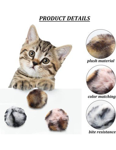 ⭐ Juguete x3 Bolas animal print Mascota gato suaves de colores para Mascota, original para tu gato