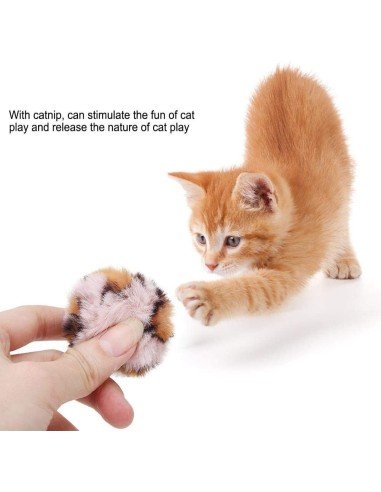 ⭐ Juguete x3 Bolas animal print Mascota gato suaves de colores para Mascota, original para tu gato