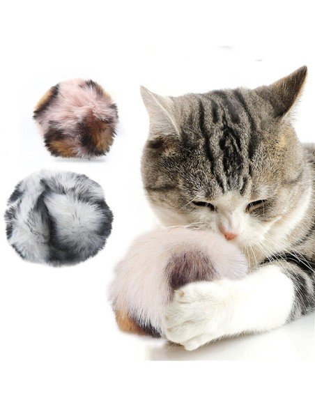 ⭐ Juguete x3 Bolas animal print Mascota gato suaves de colores para Mascota, original para tu gato
