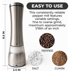 ⭐ Molino De Sal Y Pimienta Acero Inoxidable Grosor Ajustable Rotor Cerámica