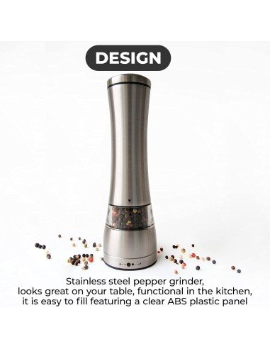 ⭐ Molino De Sal Y Pimienta Acero Inoxidable Grosor Ajustable Rotor Cerámica