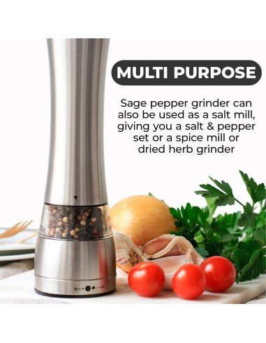 ⭐ Molino De Sal Y Pimienta Acero Inoxidable Grosor Ajustable Rotor Cerámica