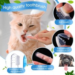 ✨ Setx2 Cepillo Dental Silicona para Mascota dedos