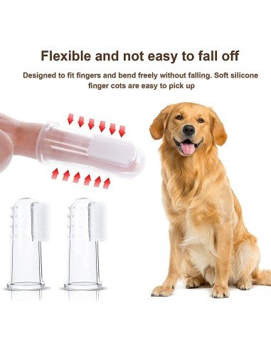 ✨ Setx2 Cepillo Dental Silicona para Mascota dedos