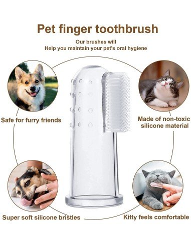 ✨ Setx2 Cepillo Dental Silicona para Mascota dedos