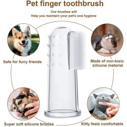 ✨ Setx2 Cepillo Dental Silicona para Mascota dedos