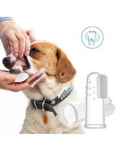 ✨ Setx2 Cepillo Dental Silicona para Mascota dedos