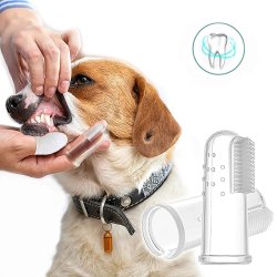 ✨ Setx2 Cepillo Dental Silicona para Mascota dedos