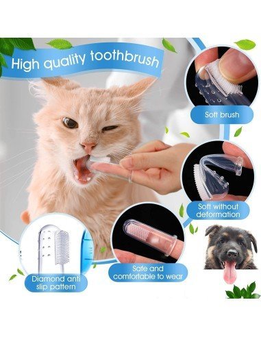 ✨ Setx6 Cepillo Dental Silicona para Mascota dedos