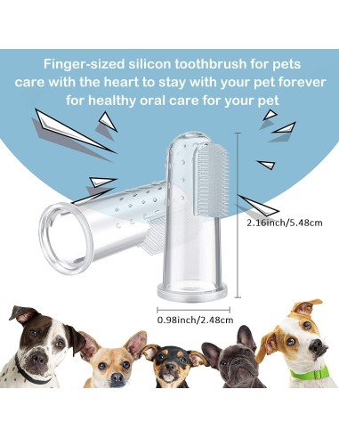 ✨ Setx6 Cepillo Dental Silicona para Mascota dedos