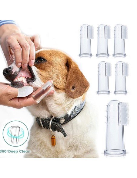 ✨ Setx6 Cepillo Dental Silicona para Mascota dedos