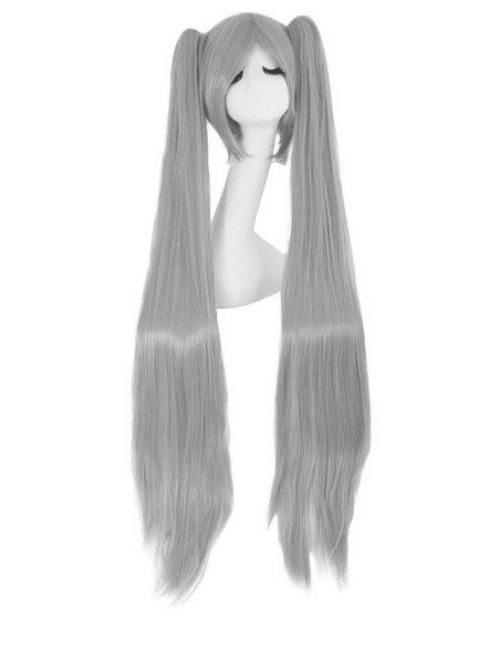 ⭐ Peluca Miku 120cm con Colitas Blanco
