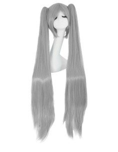 ⭐ Peluca Miku 120cm con Colitas Blanco 2