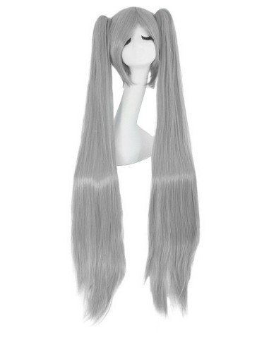 ⭐ Peluca Miku 120cm con Colitas Blanco