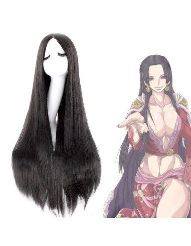 ⭐ Peluca de Kanekalon Lisa corte Recto 100 Cm Cosplay - Negro