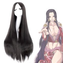 ⭐ Peluca de Kanekalon Lisa corte Recto 100 Cm Cosplay - Negro