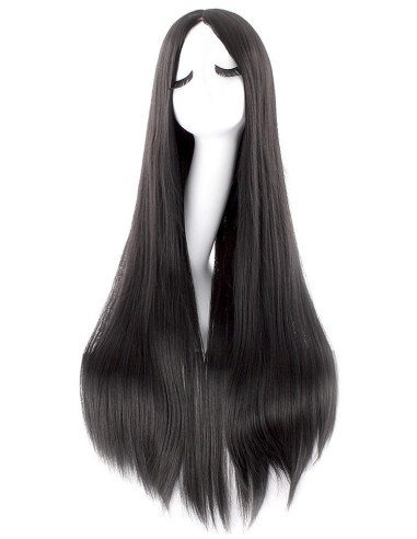 ⭐ Peluca de Kanekalon Lisa corte Recto 80 Cm Cosplay - Negro