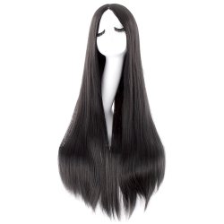 ⭐ Peluca de Kanekalon Lisa corte Recto 80 Cm Cosplay - Negro