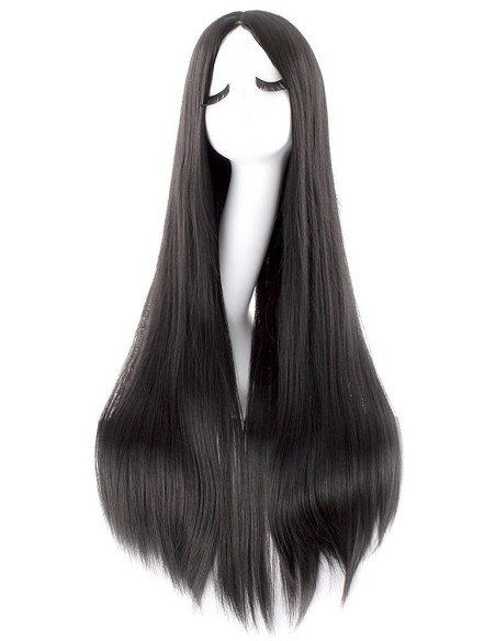 ⭐ Peluca de Kanekalon Lisa corte Recto 80 Cm Cosplay - Negro