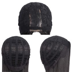 ⭐ Peluca de Kanekalon Lisa corte Recto 80 Cm Cosplay - Negro