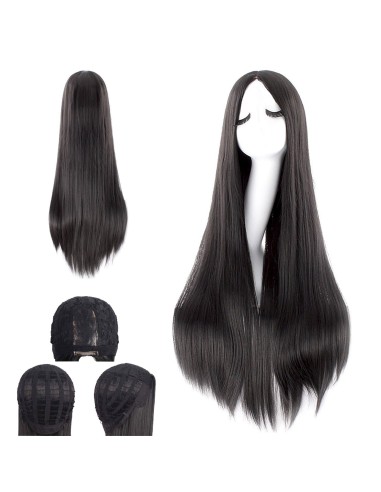 ⭐ Peluca de Kanekalon Lisa corte Recto 80 Cm Cosplay - Negro
