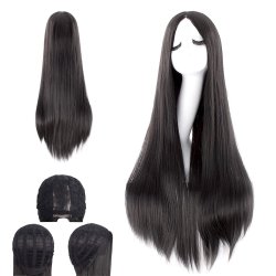 ⭐ Peluca de Kanekalon Lisa corte Recto 80 Cm Cosplay - Negro