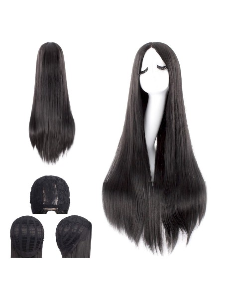 ⭐ Peluca de Kanekalon Lisa corte Recto 80 Cm Cosplay - Negro