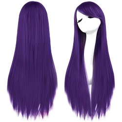 ⭐ Peluca Cosplay lisa 80cm Kanekalon Morado