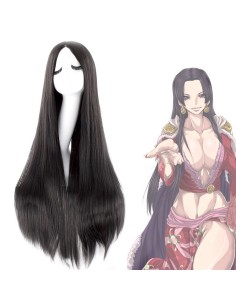⭐ Peluca de Kanekalon Lisa corte Recto 80 Cm Cosplay - Negro